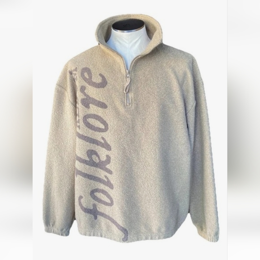 Taylor Swift Folklore The Album Fuzzy Quarter Zip Pullover Tan Large Oversized